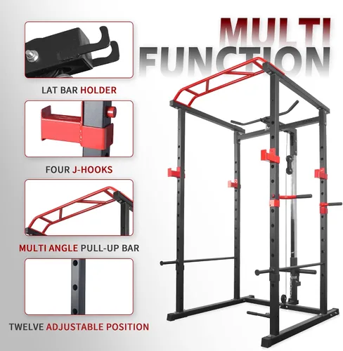 Miniatura 4 de Jaula de potencia con sistema de tracción LAT, equipo de entrenamiento de soporte de potencia de cuerpo completo, estante multifunción