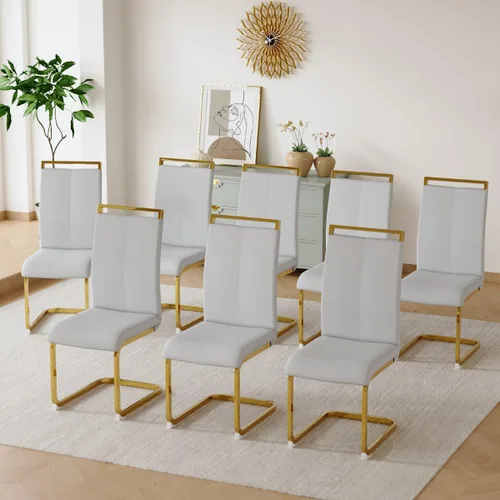 Miniatura 30 de gopop Juego de sillas de comedor, sillas modernas de metal con asiento acolchado de piel sintética, respaldo alto y patas cromadas resistentes, claro