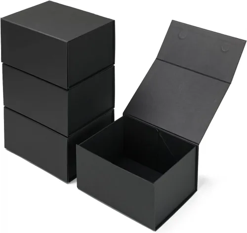 Miniatura 22 de Paquete de 4 Cajas de Regalo de 12x6x4 Pulgadas con Tapas de Cierre Magnético, Caja Negra Magnética para Boda, Propuesta de Padrinos y Damas