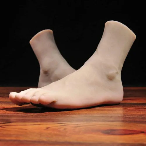 Miniatura 6 de Pies de silicona, 1 par de maniquí masculino de silicona, pie de silicona con pantalla de hueso, sandalia para zapatos, calcetín, exhibición, arte