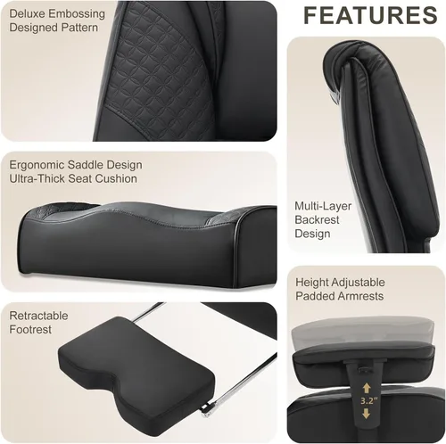 Miniatura 7 de EXCEBET Silla de oficina grande y alta de 400 libras con asiento ancho, silla ejecutiva de oficina de cuero con respaldo alto y reposapiés, sillas