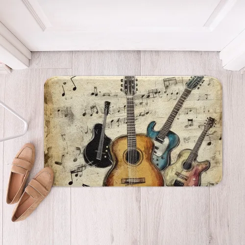 Miniatura 19 de Alfombra de baño de guitarra roja, antideslizante con música hip pop, decoración del hogar, para interiores y niñas, diseño de guitarra roja, tapete
