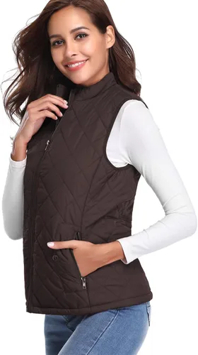 Miniatura 2 de Fuinloth - Chaleco acolchado para mujer, diseño de cuello alto, ligero, con cierre