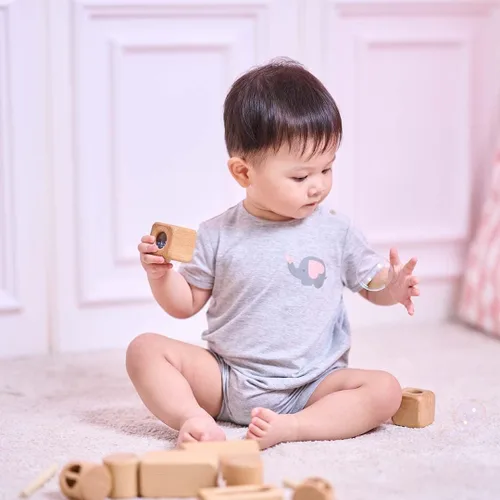 Miniatura 6 de OETEO Conjunto de mamelucos de bebé de manga corta de una pieza - Viscosa de bambú
