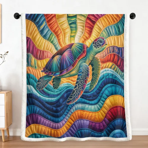 Miniatura 15 de Sleepwish - Manta de vellón de tortuga para niños, niñas y niños, de felpa suave, color teja y turquesa, sherpa, para sofá o silla, tamaño bebé