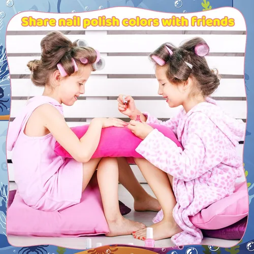 Miniatura 7 de Juego de esmaltes de uñas con purpurina para niños, 10 colores brillantes, no tóxicos, a base de agua, de secado rápido, para fiestas de niños