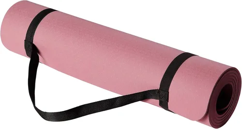 Amazon Basics - Alfombra de yoga y ejercicio de 1/4 de pulgada de grosor, de TPE, con correa de transporte Ciruela