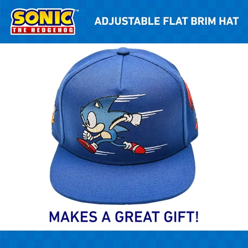 Miniatura 6 de Concept One Gorra de béisbol Sonic The Hedgehog para hombre, logotipo bordado con ala plana, ajustable