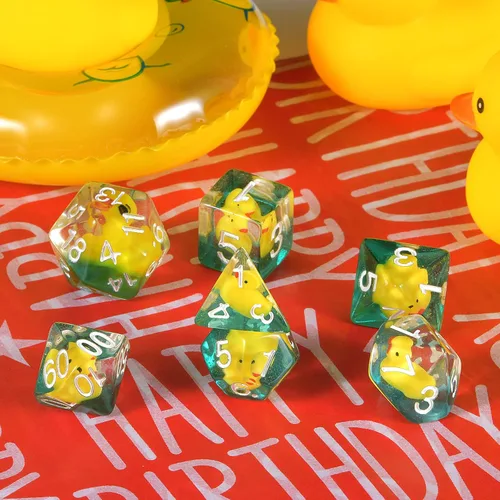 Miniatura 6 de Dados de pato poliédricos y RPG dados DND con pato dentro poliédrico rollo juego juego D20 dados 7 piezas