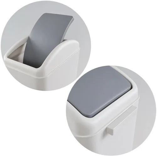 Miniatura 3 de Cubo de basura de plástico con tapa de 4.5 galones, 3 unidades Gris claro
