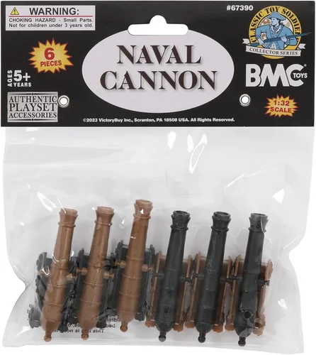 Miniatura 4 de BMC CTS Naval Cannon Artillery - 6 piezas negro y bronce plástico ejército hombres accesorios