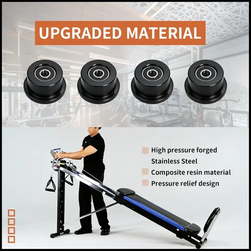 Miniatura 5 de Qty.4 Ruedas mecanizadas/rodillos compatibles con reemplazo total de gimnasio, se adapta a los modelos 1000, 1100, 1400, 1500, 1600, 1700, 1800