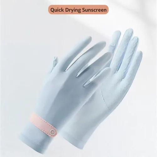 Miniatura 6 de OHRAIN Guantes de protección solar UV para mujer, guantes de ciclismo para pantalla táctil, guantes antideslizantes para entrenamiento de fitness
