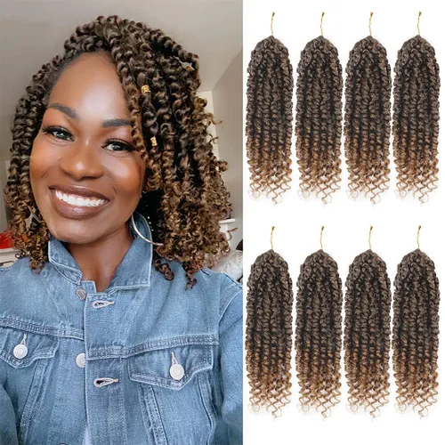 Miniatura 46 de Bileaf Cabello de Ganchillo Passion Twist Pre-retorcido de 10 Pulgadas, 8 Paquetes de Ganchillo Passion Twist, Cabello Corto Passion Twist