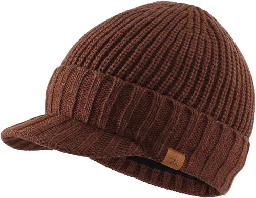 Miniatura 10 de Home Prefer - Gorro de invierno para hombre de punto grueso con visera, gorro tipo newsboy