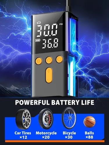 Miniatura 3 de Bomba de Aire Portátil para Neumáticos de Coche 150 PSI, Bomba de Neumáticos para Coche 4 Veces Más Rápida con Pantalla Digital de Valores Duales