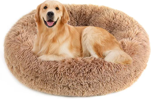 Miniatura 43 de NOYAL Cama Calmante en Forma de Rosquilla para Perros Pequeños a Medianos y Gatos - Cama para Mascotas de Felpa de Piel Sintética Anti-Ansiedad