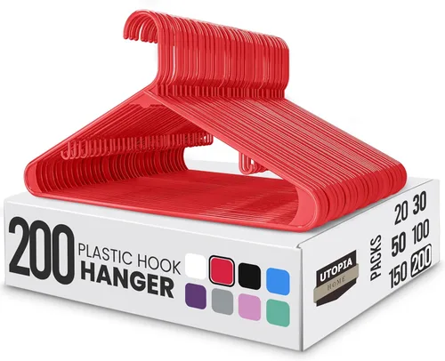 Miniatura 13 de Perchas de plástico Utopia Home estándar para hogar de color negro, perchas tubulares para la ropa, resistentes, finas y elegantes Blanco