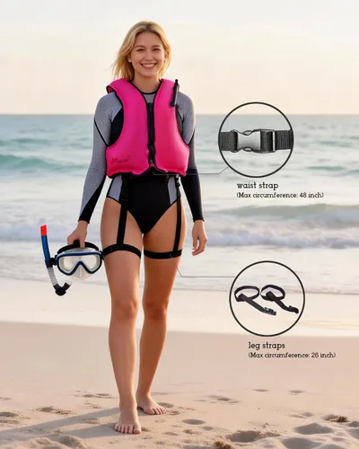 Miniatura 3 de NAXER Chaquetas inflables de flotabilidad, chalecos de esnórquel para adultos, kayak, kayak, esnórquel, traje de esnórquel de 90 a 200 libras, fácil