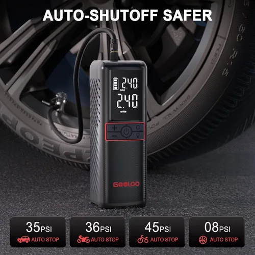 Miniatura 5 de GOOLOO Inflador de neumáticos GT160, compresor de aire portátil para automóvil, motocicleta, bicicleta, bola y GP3000 arrancador de coche rojo