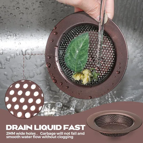 Miniatura 3 de Retisee 2 piezas de colador de fregadero de acero inoxidable para fregadero de cocina, cesta de colador de drenaje, cubierta de malla, colector