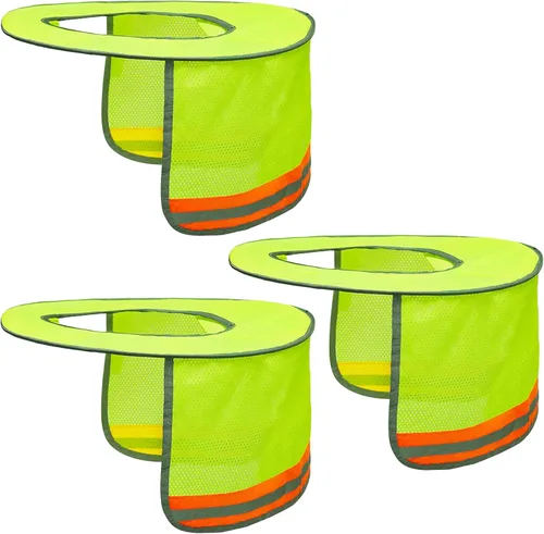 Miniatura 8 de Topbuti Paquete de 3 sombreros de malla de ala completa, parasol de cuello de alta visibilidad con rayas reflectantes para cascos