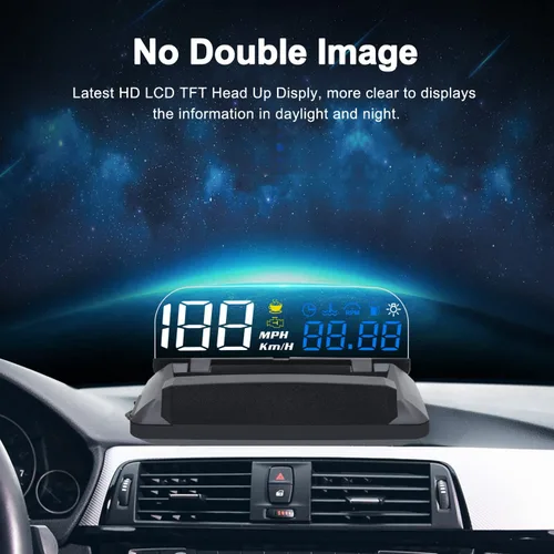 Miniatura 3 de KAOLALI Pantalla HUD Head Up Display para Coche, Pantalla HUD de Coche para Sistema Dual Digital OBD+GPS Pantalla de Medidor Inteligente MPH RPM
