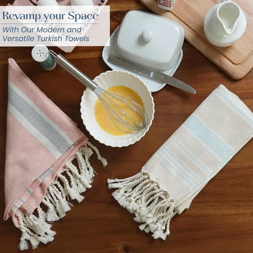 Miniatura 4 de The Fine Living Co. - Juego de 2 toallas de mano turcas, 100% algodón, toallas de mano decorativas para cocina y baño, para baño, invitados, cara