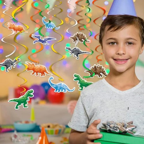 Miniatura 6 de Remolino Colgante de Dinosaurio Acuarela - 24 Piezas Decoraciones de Fiesta de Dinosaurios para Niños Varones Suministros de Fiesta de Cumpleaños