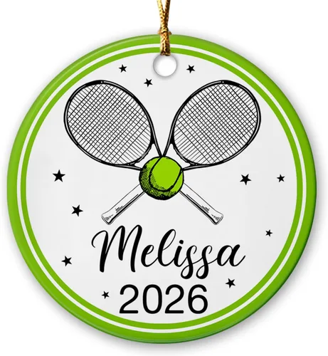 Miniatura 12 de Adorno de Navidad de bádminton 2024, adorno personalizado de jugador de bádminton con nombre y año, regalo personalizado de recuerdo de cerámica