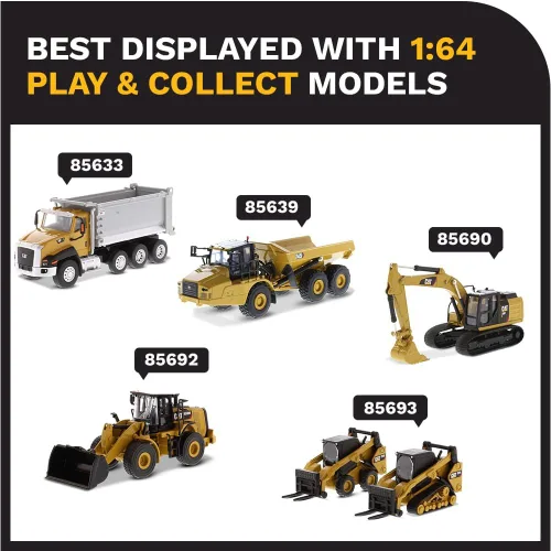 Miniatura 8 de Diecast Masters Cargador de minicargadora Caterpillar 272D2 a escala 1:64 y accesorios de fijación de riel compacto 297D2, equipo de construcción