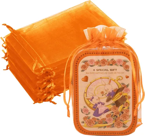 Miniatura 26 de Bolsas de organza de 3x4 pulgadas, 50 paquetes de pequeñas bolsas de regalo de malla con cordón, bolsas de muestra para fiesta, boda, baby shower