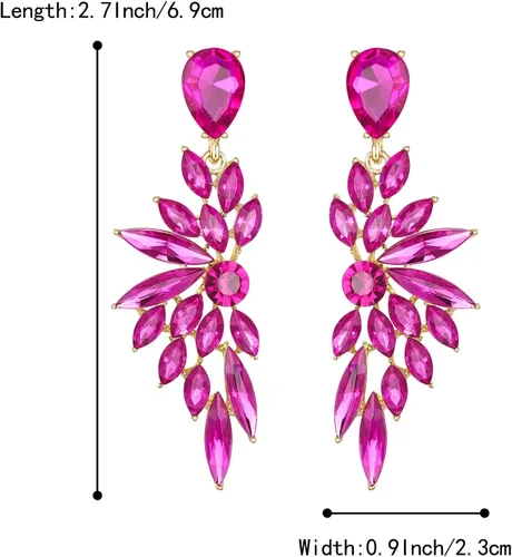 Miniatura 5 de BriLove Pendientes colgantes de cristal para mujer, diseño de lágrima de cristal para boda