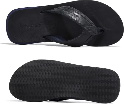 Miniatura 3 de AX BOXING - Chancletas de cuero para hombre, sandalias tipo pata de gallo, casuales y cómodas