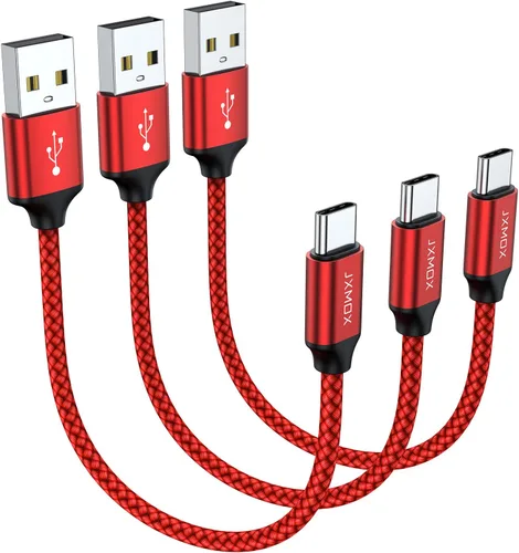JXMOX Cable USB C corto (paquete de 3 unidades de 0.5 pies), cable de carga USB A a tipo C de 3.1 A de carga rápida compatible con iPhone 15 16 Pro