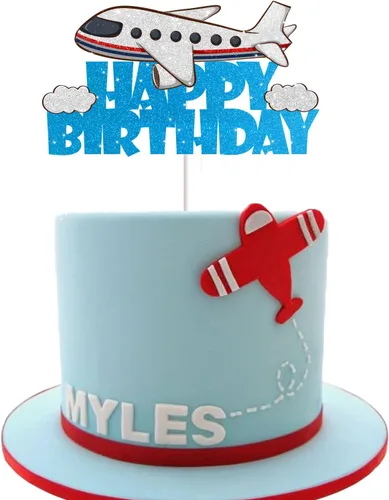 Miniatura 2 de Decoración de pastel de avión para niños y niñas, baby shower, avión, decoración de fiesta de feliz cumpleaños, moscas del tiempo, suministros
