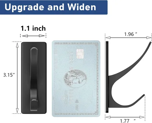 Miniatura 3 de Paquete de 10 ganchos autoadhesivos para colgar abrigos, dobles, de acero inoxidable, resistentes, para toallas, mochilas, sombreros, baño, Negro