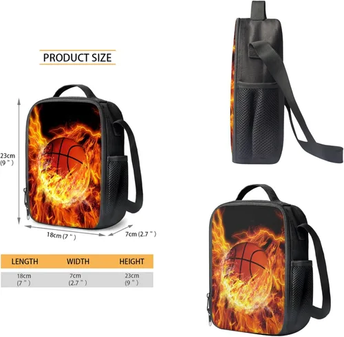 Miniatura 49 de HUGS IDEA Juego de 3 bolsas escolares con aislamiento térmico para el almuerzo, estuche para lápices
