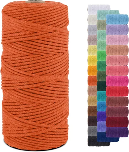 Miniatura 53 de Cuerda de macramé de 0.079 in para 219 yardas, cuerda de algodón natural para manualidades, hilo de cuerda de macramé de colores para colgar