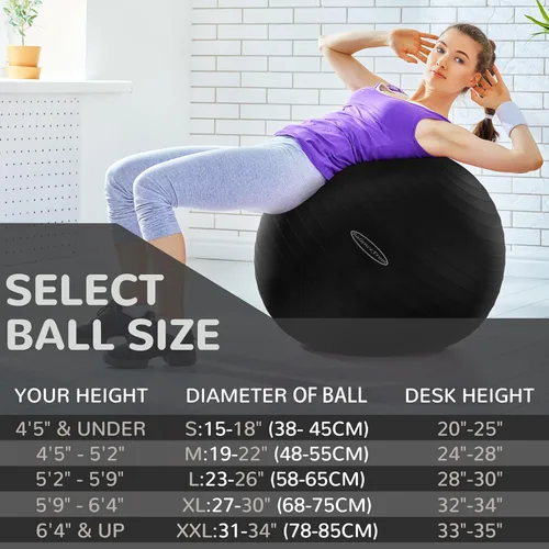 Miniatura 2 de Fitvids Pelota de ejercicio para fitness, yoga, pilates con bomba rápida, pelota de equilibrio antideslizante antiestallido