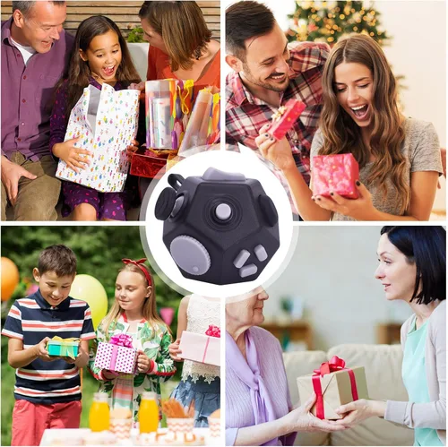 Miniatura 6 de UOOEFUN Mini Cubo de Juguetes Fidget, Cubo de Juguetes de 12 Lados para Aliviar el Estrés, Ansiedad, Depresión, Autismo para Niños y Adultos, Mejora