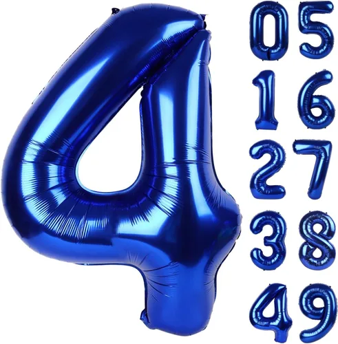 Miniatura 453 de Globo de cumpleaños número 4 dorado de 40 pulgadas, globos gigantes del número cuatro 14 24 34 40 44 2024, globos grandes de lámina de mylar para Oro