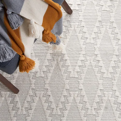 Miniatura 7 de SAFAVIEH Marbella Collection - Alfombra de pasillo de 2 pies 3 pulgadas x 8 pies, color marfil, hecha a mano, de lana con flecos, ideal para zonas