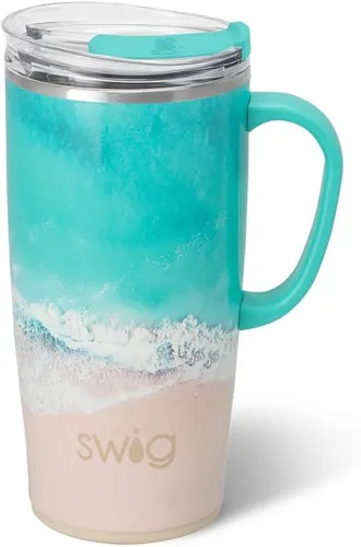 Miniatura 8 de Swig Life - Taza de café de viaje de 22 onzas, vaso con aislamiento térmico con asa y tapa, para portavasos y lavavajillas, de acero inoxidable