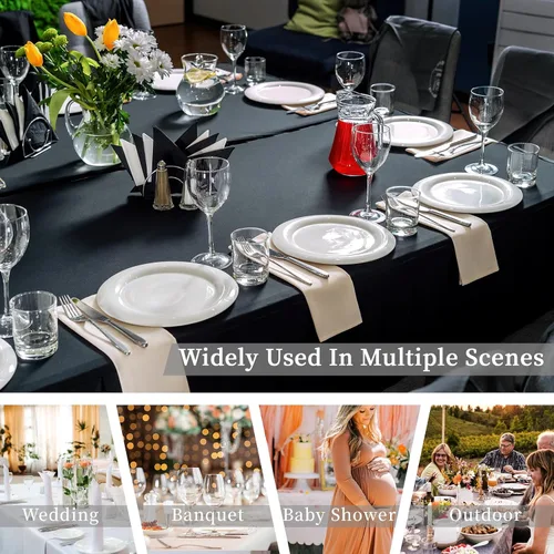 Miniatura 6 de Fixwal Paquete de 6 Cubiertas de Mesa, Mantel de Spandex Ajustado Rectangular de 6 Pies Resistente Elástico Cubierta de Mesa Rectangular para Patio
