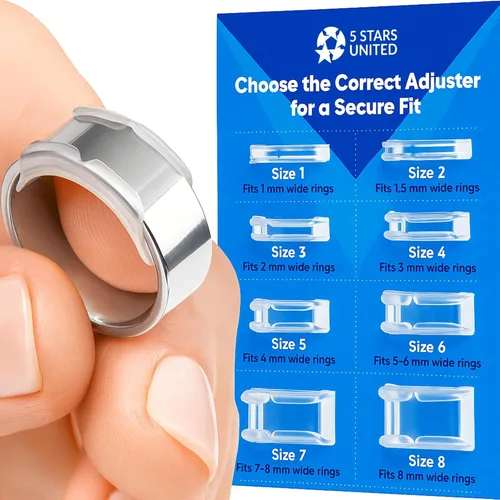 Miniatura 2 de Ajustador de tamaño de anillo para anillos sueltos - Se ajusta a bandas planas de hasta 8 mm, paquete de 8 protectores de enganche fácil