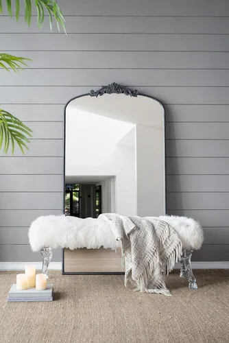 Miniatura 3 de A&B Home - Espejo de cuerpo completo, 66 x 36 pulgadas, espejo grande negro con marco de metal, espejo arqueado para colgar o apoyarse contra