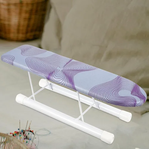 Miniatura 5 de Tabla de planchar pequeña de mesa con cubierta resistente al calor, alfombrilla de planchar portátil para mangas y ropa, compacta y ligera