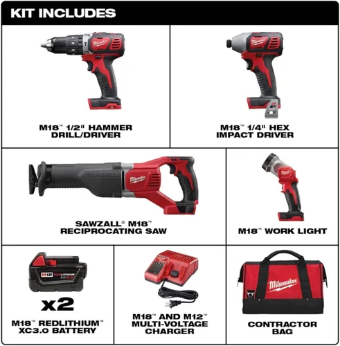 Miniatura 2 de Milwaukee 2696-24 M18 Kit de herramientas combinadas compactas inalámbricas