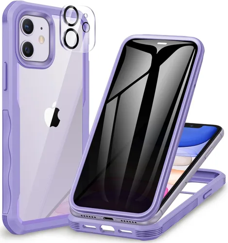 Miniatura 100 de CENHUFO Funda de privacidad para iPhone 11 Pro, funda de cuerpo completo con protector de pantalla de privacidad de vidrio templado 9H integrado
